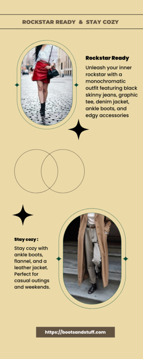 infographic of rockstar ready & Cozy Comforts with ankle boots