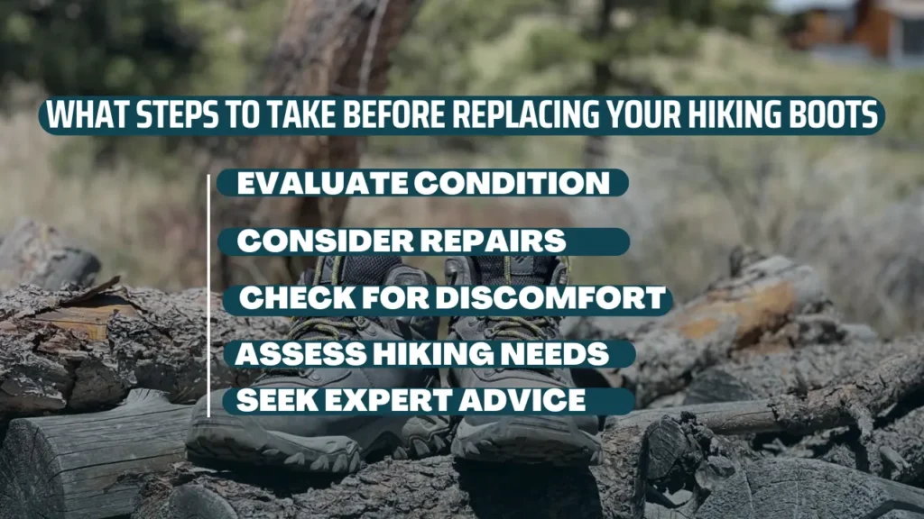 Info graphic of What Steps To Take Before Replacing Your Hiking Boots
