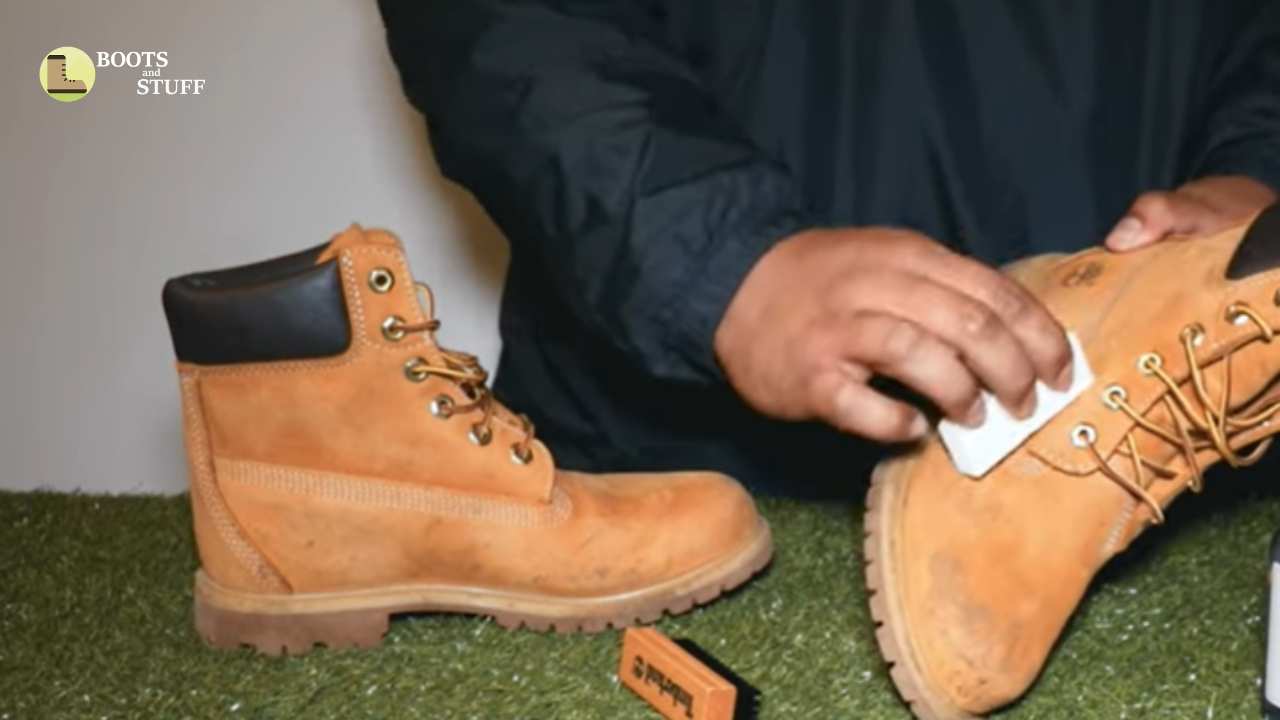Cleaning the leather work boots